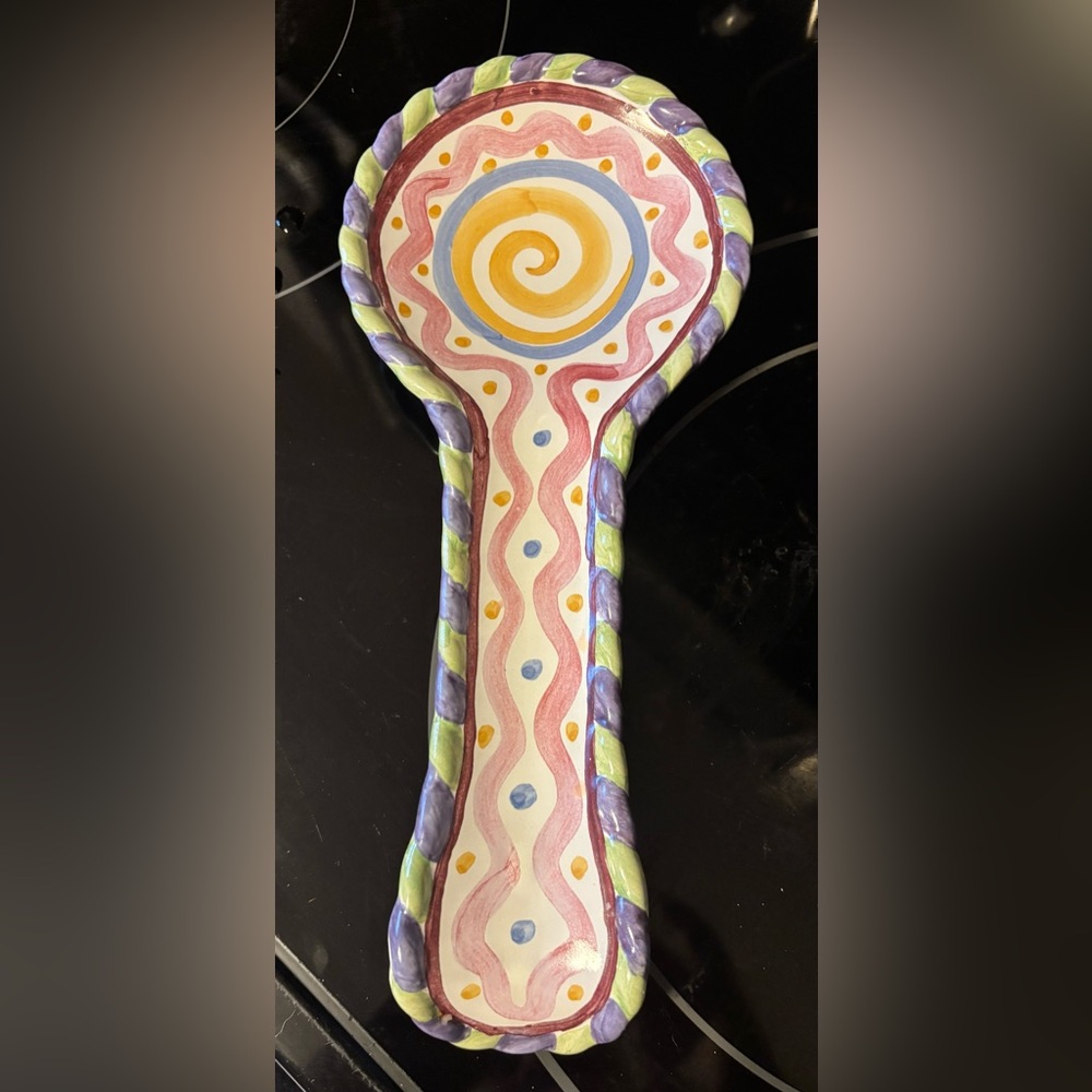 Mackenzie Childs retired pattern Piccadilly ceramic spoon rest